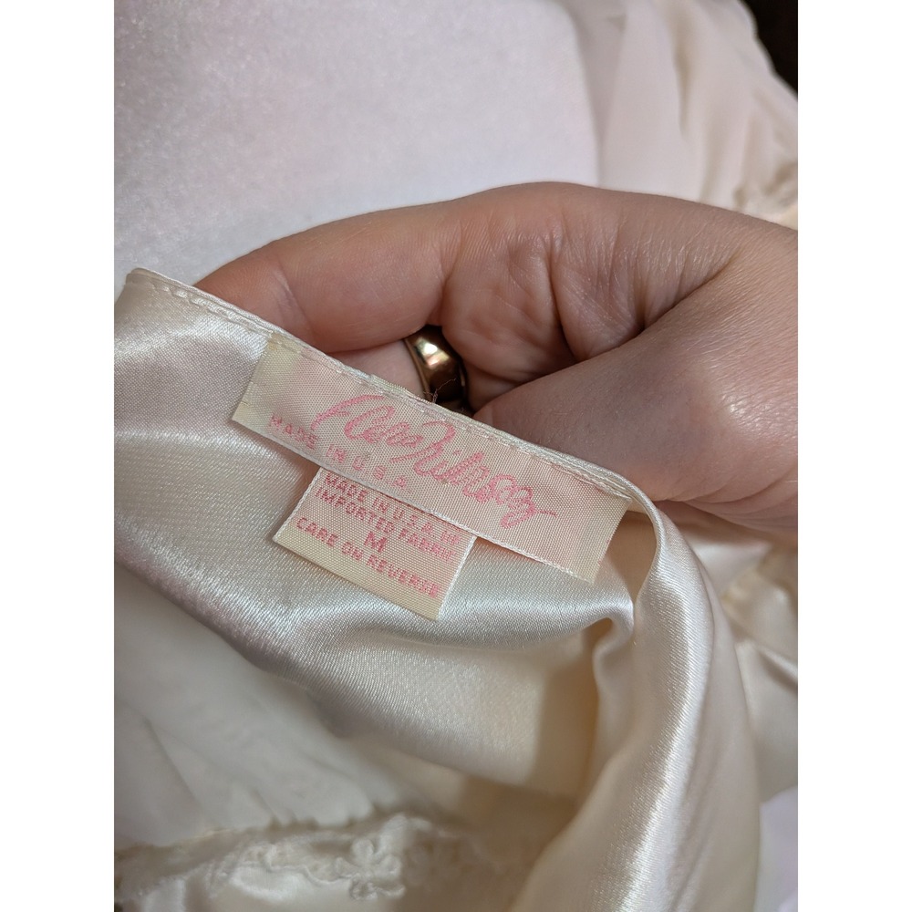 Flora Nikrooz Vintage 1980s Ivory Sheer Chiffon Bridal Peignoir Robe Medium - Picture 5 of 7
